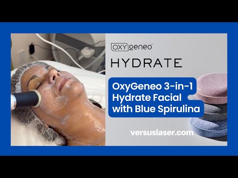 OxyGeneo 3-in-1 Hydrate Facial Treatment with Blue Spirulina OxyPod, designed to revive dry skin