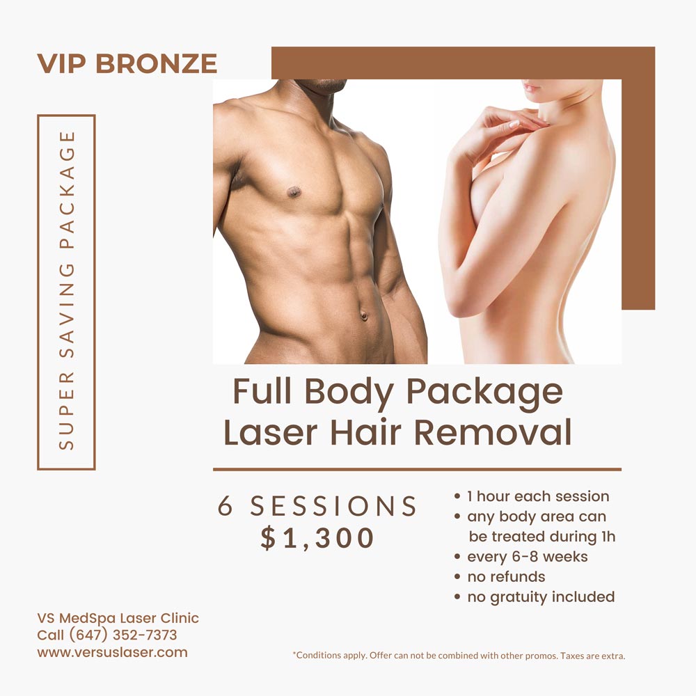 Full body laser hair removal VIP-Bronze pack