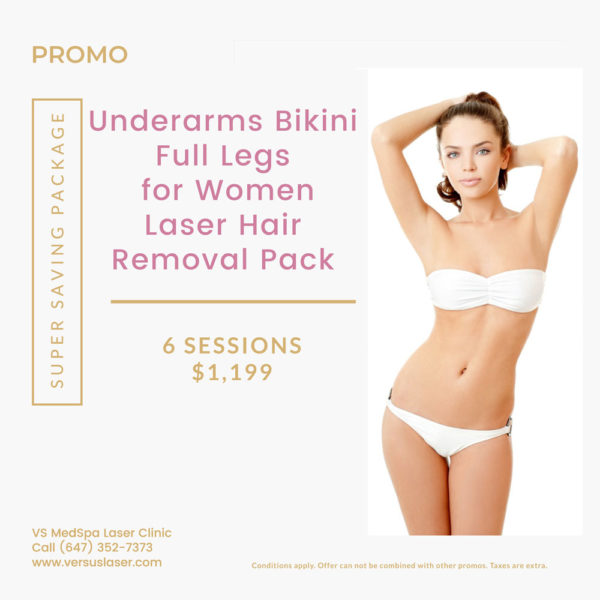 underarms bikini full legs for women laser hair removal package