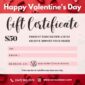 Happy Valentine’s Day gift certificate $50