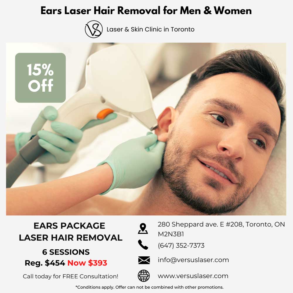 Ears laser hair removal for men package